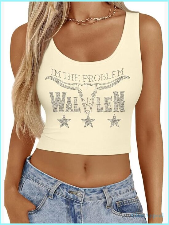 Tops - Sparkly Cowgirl Crop Top Tank - Western Music Fan Shirt